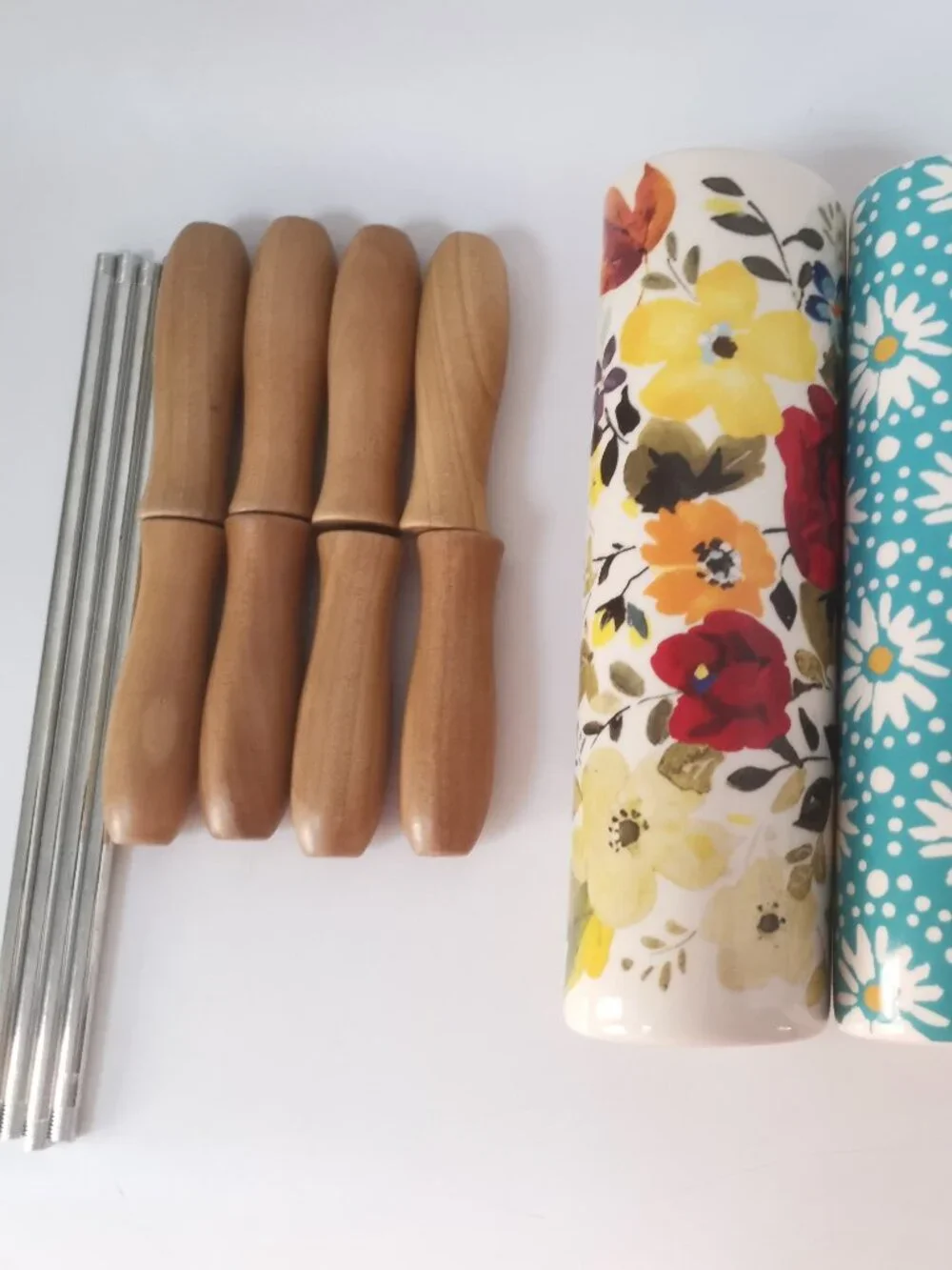 Pioneer Woman Ceramic rolling pin vintage floral pattern